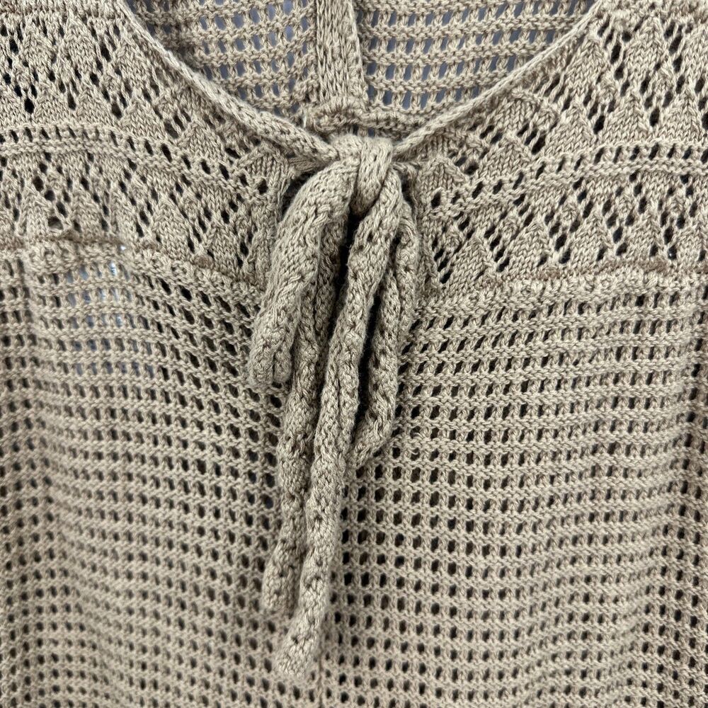 American Eagle Crochet Jumpsuit Tan Knit Wide Leg Boho Festival Cover Up Size XL - Picture 7 of 9